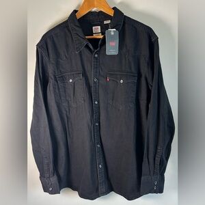 Levi's Men's Classic Western Barstow Shirt Black Standard Fit Levis Size XXL NWT